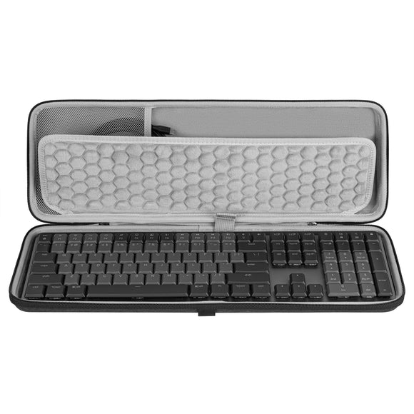 Geekria Full Size Keyboard Case, Hard Shell Travel Carrying Bag for 104 Keys Computer Mechanical Keyboard, Compatible with Logitech MX Mechanical Wireless Illuminated Performance Keyboard (Grey)