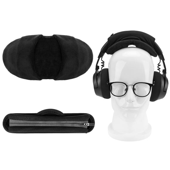 Geekria Large Hook and Loop Headband Cover and Pad Set (Fits 3.5-4.5 cm Headbands), Compatible with Corsair HS80, JBL Quantum 800, Logitech GPRO X, Razer Kraken Pro (Velour/ Black)