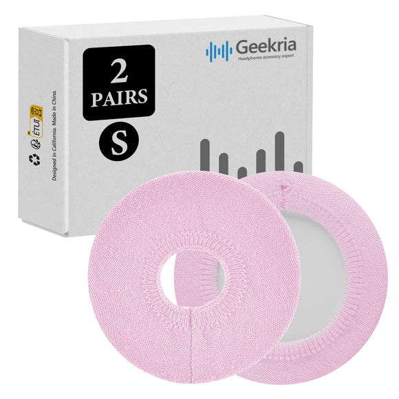 Geekria 2 Pairs Flex Fabric Headphones Ear Covers, Washable & Stretchable Sanitary Earcup Protectors for On-Ear Headset Ear Pads, Sweat Cover for Warm & Comfort (Size S / Pink)