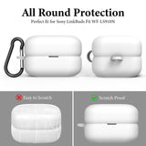 Geekria Silicone Case Cover Compatible with Sony LinkBuds Fit WF-LS910N, True Wireless Earbuds, Protective Earphones Skin Cover with Keychain Hook, Charging Port Accessible (White)