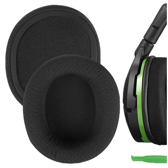 Geekria Comfort Mesh Fabric Replacement Ear Pads for Turtle Beach Stealth 600, Stealth 500, Stealth 400, Stealth 300 Headphones Ear Cushions, Headset Earpads, Ear Cups Cover Repair Parts (Black)