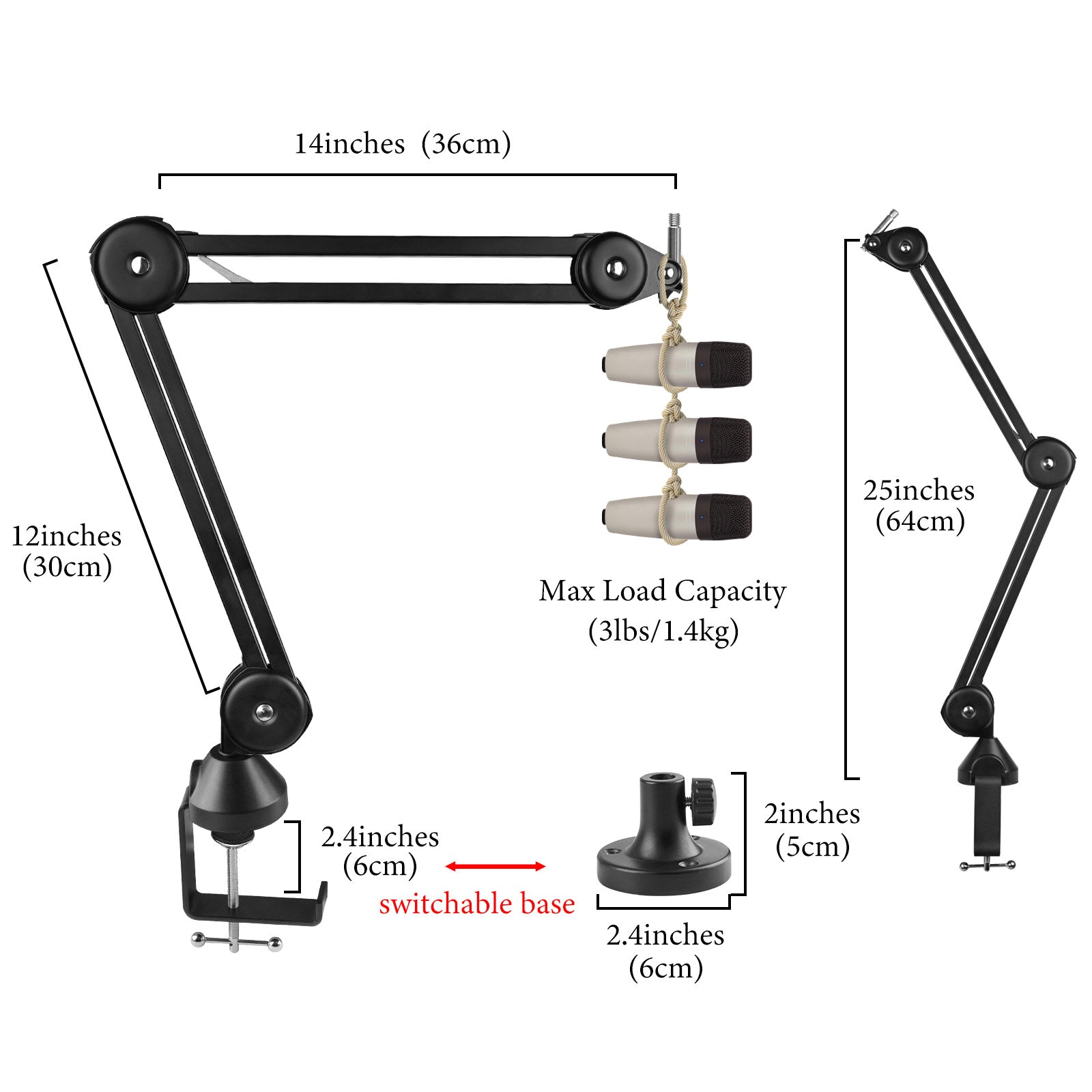 Geekria voor Creators Microfoon Bureau Mount Klem, Boom Arm Klemmen voor Verstelbare Mic Stand Compatibel met TONOR T20, Aokeo AK-35, InnoGear Microfoon Arm