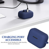 Geekria Silicone Case Cover Compatible with Soundcore by Anker AeroClip True Wireless Earbuds, Protective Earphones Skin Cover with Keychain Hook, Charging Port Accessible, Durable (Blue)