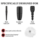 Geekria for Creators Furry Windscreen for 0.2'' (5mm) Diameter Microphone, Mic DeadCat Wind Cover Muff, Windbuster, Fluff Cover Windshield Compatible with Rode Lavalier, SmartLav+ (White / 2 Pack)