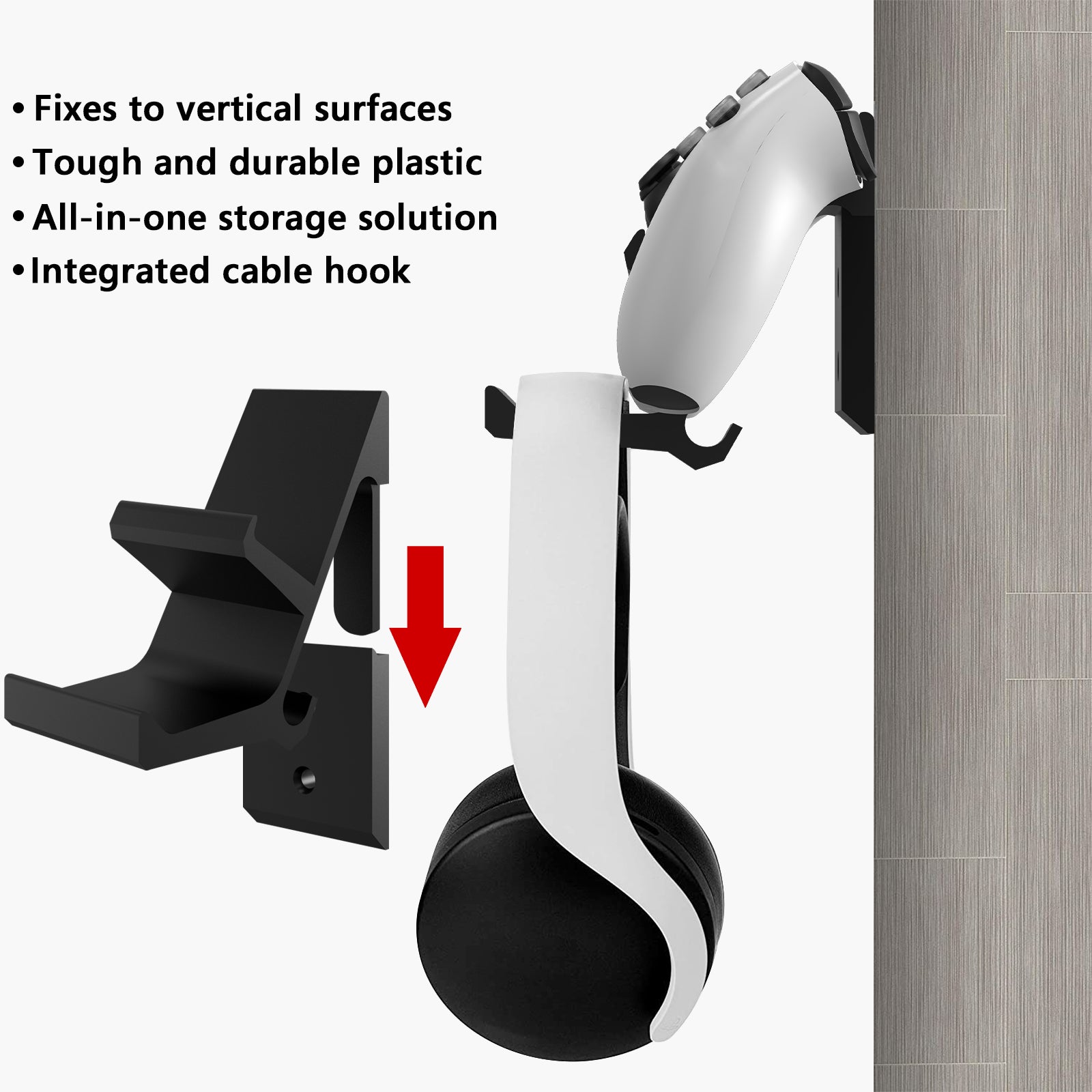2pcs Headphone Headset Hanger Wall Mount, Universal Headphone Holder Hook  Wall Mount, Save Desktop Space Headphone Stand, Stick-on PC Gaming  Headphone Holder with Cable Clip Organizer 