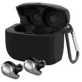 Geekria Silicone Case Cover Compatible with Jabra Elite Active 65t True Wireless Earbuds, Earphones Skin Cover, Protective Carrying Case with Keychain Hook, Charging Port Accessible (Black)