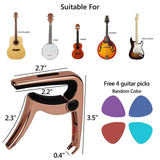 Geekria 3IN1 Guitar Capo, Zinc Alloy Metal Capo for Acoustic and Electric Guitars, Ukulele, Mandolin, Classical Guitar Accessories (Rose Gold)