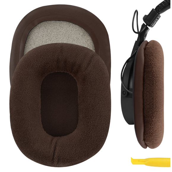 Geekria Comfort Velour Replacement Ear Pads for Sony MDR-7506, MDR-V6, MDR-CD900ST Headphones Ear Cushions, Headset Earpads, Ear Cups Cover Repair Parts (Brown)