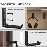 Geekria 2 Pack Headphone Stand Hanger Foldable Wall Mounted Headphones Holder, Durable Aluminum Headset Stand Holder for Universal Gaming Headset,Stand Come with Headband Protective Pad (Black)