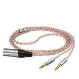 Geekria Apollo 4Pin XLR to Dual 3.5mm Silver-Plated Upgrade Audio Cable Compatible with HIFIMAN SUSVARA UNVEILED, SUNDARA HE1000se, Denon AH-D9200 AH-D7200 AH-D5200 AH-D600 Headphones (4.9ft/1.5m)