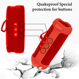 Geekria Silicone Speaker Case Cover Compatible with JBL Flip7, Protective Soft Skin, Replacement Portable Travel Carrying Sleeve with Shoulder Strap (Red)