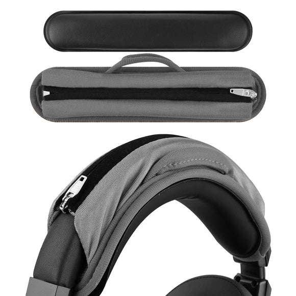 Geekria Medium Hook and Loop Headband Cover + Headband Pad Set / Headband Protector with Zipper / DIY Installation No Tool Needed, Compatible with ATH Bose Beats JBL Hyperx Sony Headphones (Grey)