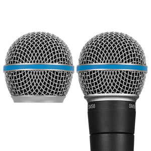 Geekria for Creators Microphone Replacement Grille Compatible with Shure BETA 58A, SV100 Mic Head Cover, Microphone Ball Head Mesh Grill, Capsule Parts (Silver / 2 Pack)