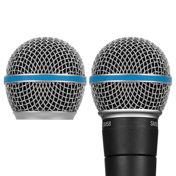 Geekria for Creators Microphone Replacement Grille Compatible with Shure BETA 58A, SV100 Mic Head Cover, Microphone Ball Head Mesh Grill, Capsule Parts (Silver / 2 Pack)