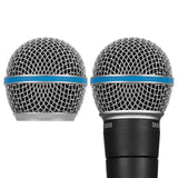 Geekria for Creators Microphone Replacement Grille Compatible with Shure BETA 58A, SV100 Mic Head Cover, Microphone Ball Head Mesh Grill, Capsule Parts (Silver / 2 Pack)