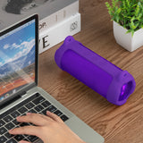 Geekria Silicone Speaker Case Cover Compatible with JBL Flip7, Protective Soft Skin, Replacement Portable Travel Carrying Sleeve with Shoulder Strap (Purple)