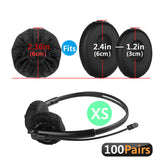 Geekria 100 Pairs Disposable Headphones Ear Cover for Small Call Center Headset Earcup, Stretchable Sanitary Ear Pads Cover, Hygienic Ear Cushion Protector (XS / Black)
