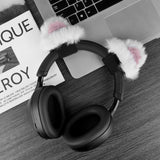 Geekria NOVA Headphone Beam Strap+Cat Ears Attachment Compatible with Bose, Sony, Skullcandy, Beats, Marshall Headphones, Easy DIY Installation, Comfortable & Stylish (Black / White+Pink)