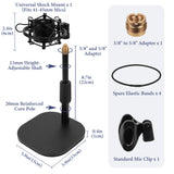 Geekria for Creators Telescoping Tabletop Microphone Stand, Adjustable Desk Mic Holder with Weighted Base, Shock Mount, Mic Clip, Compatible with ATH AT2020, AT2020USB+, AT2035, ATR2500x