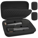 Geekria for Creators Wireless Microphone Case Compatible with JBL Wireless Two Microphone System & JBL PartyBox, Bietrun, Handheld Dual Mic Travel Bag with 2 Mic Covers (Black)