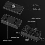 Geekria Magnetic Quick Release Mount Compatible with Insta360 X5, X4 Air, X4, Ace Pro 2, Ace Pro Magnetic Mount Base Accessories, Metal Tripod Adapter for Other 1/4 Thread Devices (Black)