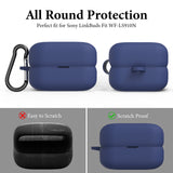 Geekria Silicone Case Cover Compatible with Sony LinkBuds Fit WF-LS910N, True Wireless Earbuds, Protective Earphones Skin Cover with Keychain Hook, Charging Port Accessible (Blue)