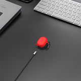 Geekria Silicone Case Cover Compatible with Google Pixel Buds A True Wireless Earbuds, Earphones Skin Cover, Protective Carrying Case with Keychain Hook, Charging Port Accessible (Red)