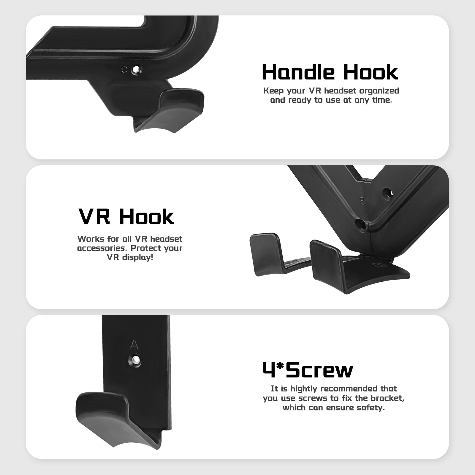 Geekria VR Gaming Wall Mount Headset Storage Stand Hook Compatible wit