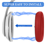Geekria SNAP Ear Pads Replacement Kit for Beats Studio Pro Headphones, Magnetic Easy Switch Ear Cushions, Exchange Earpads in Seconds, Ear Cups Cover (Red Protein Leather, 1 Pair)