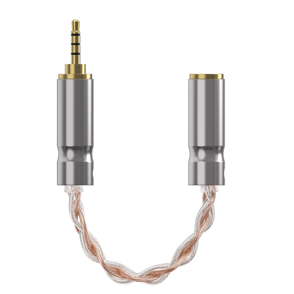 Geekria 2.5mm Balanced Male to 3.5mm (1/8'') Balanced Female Headphones Adapter, Copper and Silverplated Upgrade Cable Conversion Audio Dongle Cable (0.47ft)