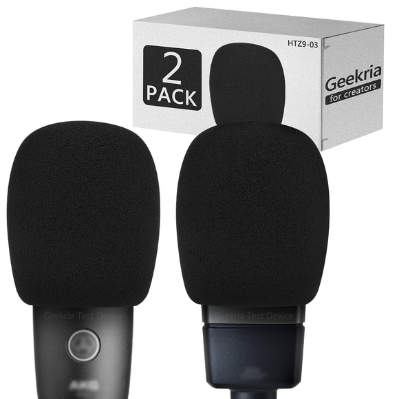 Geekria for Creators Foam Windscreen Compatible with AKG P120, P220, P420, P820, C3000, C414 XLS, C414 XLII Microphone Antipop Foam Cover, Mic Wind Cover, Sponge Foam Filter (Black / 2 Pack)