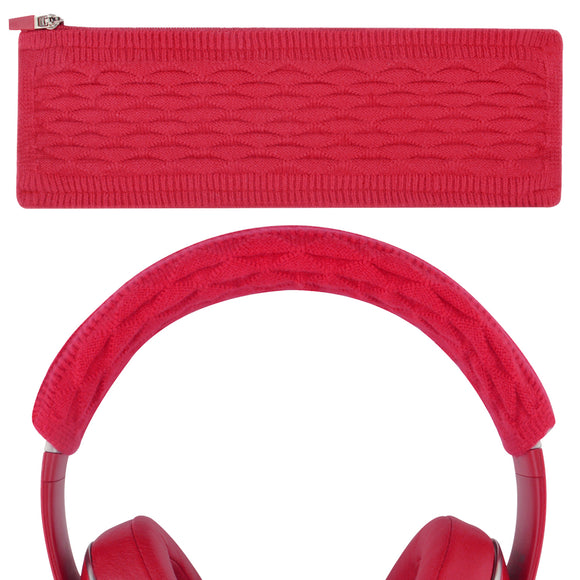 Geekria Knit Fabric Headband Cover Compatible with Beats Studio Pro, Studio3, Solo3, Solo2.0, Bose QC35II, QC25 Headphones, Head Cushion Pad Protector, Replacement Repair Part (Red)