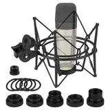 Geekria for Creators Microphone Shock Mount Compatible with Samson C01, C01U Pro, C03, C03U, CL7a, CL8a Mic Anti-Vibration Suspension Adapter Clamp Mic Holder Clip (Black / Metal)