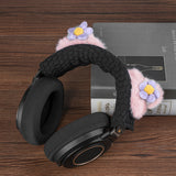 Geekria NOVA Knit Fabric Headband Cover+Cat Ears Attachment Compatible with Razer, SteelSeries, HyperX, Sennheiser, ASTRO, Sony, Logitech, ATH Headphones, Head Cushion Pad Protector (Purple/Black)