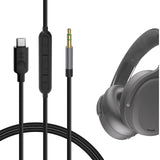 Geekria USB-C Digital to Audio Cable with Mic Compatible with Skullcandy Crusher ANC 2, Hesh 3 Cable, Replacement Type-C Aux Audio Cord with Inline Microphone and Volume Control (Black 4 ft/1.2 m)