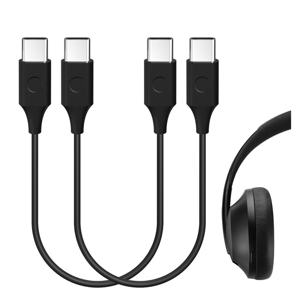 Geekria Type-C Headphones Short Charger Cable Compatible with Bose Ultra Open Earbuds, QC Ultra, QCSE, QC45, Earbuds II Charger, USB-C to USB-C Replacement Power Charging Cord (1ft / 30cm 2Pack)