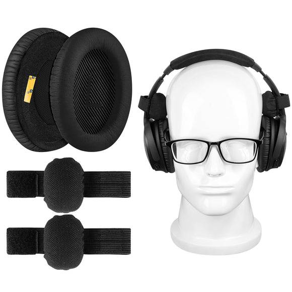 Geekria QuickFit Headphones Ear Pads Kit for Glasses, Compatible with Bose QuietComfort QC45, QC35, QC35 ii, SoundLink Around-Ear, New Quietcomfort Headset Ear Cushion with Pressure Relief Pads