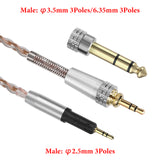 Geekria Apollo Silver-Plated Upgrade Audio Cable Compatible with ATH-R50x Headphones, 3.5mm (1/8'')/6.35mm (1/4'') to 2.5mm Replacement Headphones Cord for Desktop Amplifier (8.2ft / 2.5m)