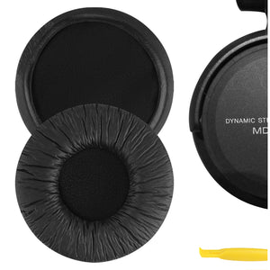 Geekria QuickFit Leatherette Replacement Ear Pads for SONY MDR-V500DJ, MDR-V500, WH-CH520 Headphones Ear Cushions, Headset Earpads, Ear Cups Cover Repair Parts (Black)