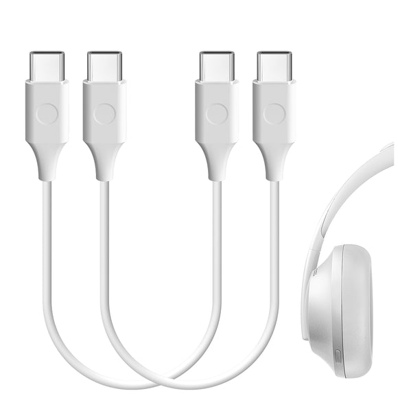 Geekria Type-C Headphones Short Charger Cable Compatible with Bose Ultra Open Earbuds, QC Ultra, QCSE, QC45, Earbuds II Charger, USB-C to USB-C Replacement Power Charging Cord (1ft / 30cm 2Pack)