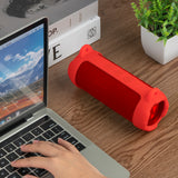 Geekria Silicone Speaker Case Cover Compatible with JBL Flip7, Protective Soft Skin, Replacement Portable Travel Carrying Sleeve with Shoulder Strap (Red)
