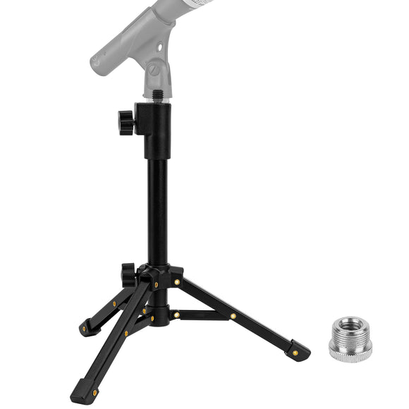 Geekria for Creators Telescoping Tabletop Tripod Microphone Stand, Desktop Mic Stand with Foldable Non-Slip Feet, Compatible with ATH AT2020USB, AT2035, AKG D5, P120, P220, Behringer XM8500