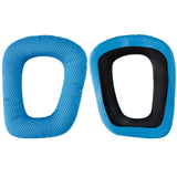 Geekria QuickFit Mesh Fabric Replacement Ear Pads for Logitech G930, G430, G432, G332, G35, F450 Headphones Ear Cushions, Headset Earpads, Ear Cups Cover Repair Parts (Blue)