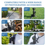 Geekria Camera Extension Adapter Compatible with DJI Osmo Pocket 3, Cold Shoe Mount Camera Extender Frame, Tripod Mount Adapter for Tripod, Bicycle, Backpack Clip, Chest Straps (Black)