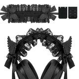 Geekria Cute 3D Wings Headband Cover for Gaming Headset & Over-Ear Headphones, Compatible with Sony, Skullcandy, Razer and More, Decorative Soft Padded Sleeve (Black)