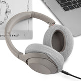Geekria 2 Pairs Knit Headphones Ear Covers (Product Safety Certified), Washable & Stretchable Sanitary Earcup Protectors for Over-Ear Headsets, Sweat-Resistant (Size M / Grey)
