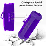 Geekria Silicone Speaker Case Cover Compatible with JBL Flip7, Protective Soft Skin, Replacement Portable Travel Carrying Sleeve with Shoulder Strap (Purple)