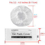 Geekria 100 Pairs Individually Wrapped Disposable Headphones Ear Cover for Over-Ear Headset Earcup, Stretchable Sanitary Ear Pads Cover, Hygienic Ear Cushion Protector (M / White)