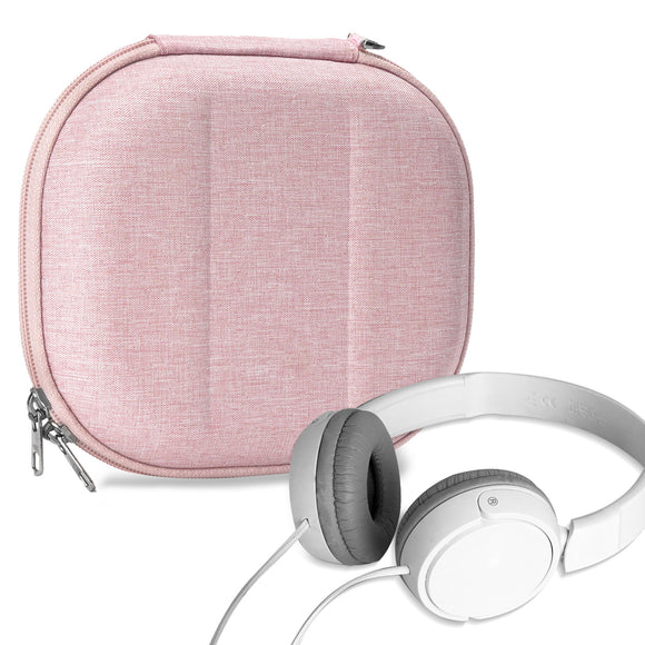 Geekria NOVA Headphones Case Compatible with Sony MDR-ZX300, MDR-ZX110 Case, Replacement Hard Shell Travel Carrying Bag with Cable Storage (Pink)