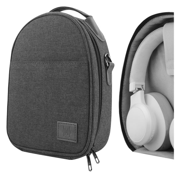 Geekria Headphones Pouch Compatible with JBL Tune770NC, TUNE750NC, Tune 570BT, Sennheiser Momentum 4 Leak, PXC 550II Case, Replacement Protective Travel Carrying Bag with Cable Storage (Grey)